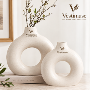 MinimalKind |White Ceramic Donut Vase Set of 2
